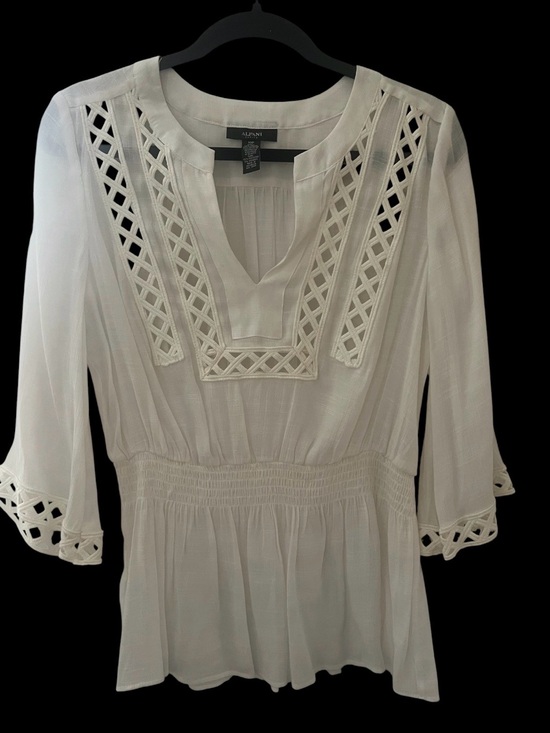 Alfani Tops - Alfani Cream Crochet-Trim Peasant Blouse